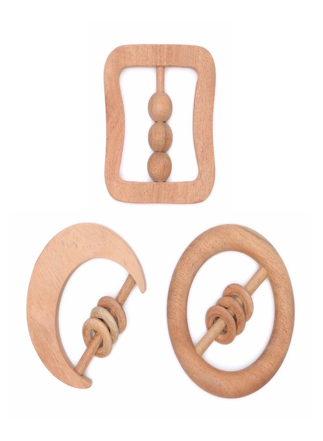 Ariro Neem Wood Rattle Teether Set of 3 for Babies | Wooden Rattles for Newborns | Safe Sound-Making Toys for 0-6 Months | Eco-Friendly Baby Gift - Image 1